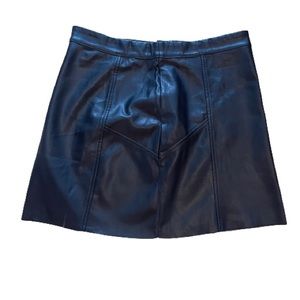 H&M Faux Leather Black Mini Skirt Vegan Leather Raw Hem Size US 14